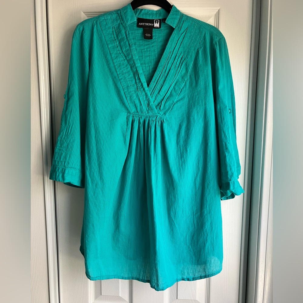 Antthony originals cotton blouse pin tucking baggy trendy feminine minimalist L
